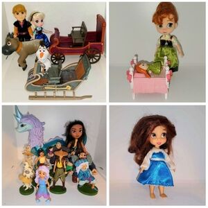 Disney Mini figures Raya and Animator mini dolls Frozen Anna Elsa... Belle